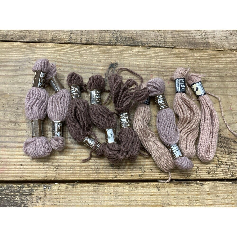 Vintage DMC Laine Tapisserie Wool Yarn Neutral # 7262, 7236, 7221 | 9 Skeins